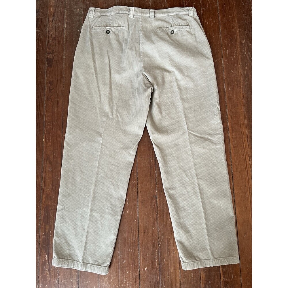 Vintage Men's 100% Cotton Corduroy Flat Front Pants Tan Khaki 40 x 32 - Picture 2 of 8
